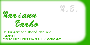 mariann barho business card
